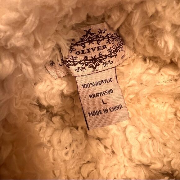 Woman’s Oliver Open Sherpa Lined Knit Vest L Black sparkle accents Reversible - Picture 8 of 11